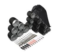 alloneslife Lot de 6 bigoudis avec pince à cheveux en métal pour salon de coiffure longue à courte et formelle Noir