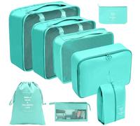 alloneslife Lot de 8 sacs de maquillage de voyage, cubes de rangement pour valises, sacs de rangement pour vêtements, cosmétiques (bleu vif)