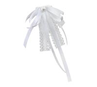 alloneslife Nœud papillon, nœud papillon en ruban, broche nœud papillon en dentelle pour femme, broche pour uniforme d'étudiant, col jabot, perles pré-nouées (blanc), blanc, See size chart