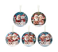 alloneslife Ornement Décoratif en Acrylique À Suspendre en Forme De Père Noël 2026 2D Plat pour Voiture Décoration Vacances Fournitures Fête Décoration Noël Incassable