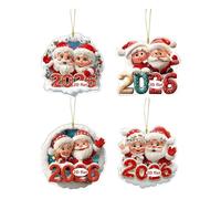 alloneslife Ornement Décoratif en Acrylique À Suspendre en Forme De Père Noël 2026 2D Plat pour Voiture Décoration Vacances Fournitures Fête Décoration Noël Incassable