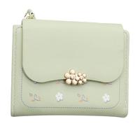alloneslife Petit portefeuille en cuir synthétique pour femme - Imprimé floral - Avec plusieurs compartiments pour cartes - Fermeture éclair, Vert, Height 9cm Length 11.5cm Thickness 1.5cm