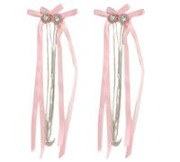 alloneslife Pinces à cheveux, pinces à cheveux pour femmes, ruban nœud papillon pince à cheveux à franges pince à cheveux fille outil à cheveux nœuds épingles à cheveux barrettes élégantes (rose, 2)