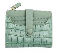 alloneslife Porte-monnaie en cuir synthétique avec fermeture éclair pour femme - Porte-monnaie tendance en cuir synthétique - Petit portefeuille court - Porte-cartes pour filles, Vert, 11.9*9*2.2cm
