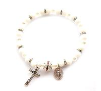alloneslife Pour chapelet perles vintage crucifix pour bracelet pour homme femme mariage catholique je