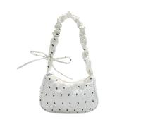 alloneslife Sac à bandoulière élégant en toile avec nœud papillon - Léger et décontracté - Pour femme - Utilisation quotidienne, blanc, One Size