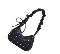 alloneslife Sac à bandoulière élégant en toile avec nœud papillon - Léger et décontracté - Pour femme - Utilisation quotidienne, Noir , One Size