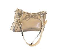 alloneslife Sac à bandoulière multifonction avec nœud papillon, compartiment spacieux, sac à bandoulière pratique en polyuréthane pour femme, sac à main léger et spacieux, kaki, One Size
