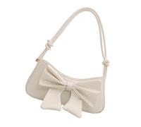 alloneslife Sac à bandoulière réglable en cuir synthétique avec nœud papillon pour femme, sac à main, petit sac à bandoulière, blanc, One Size