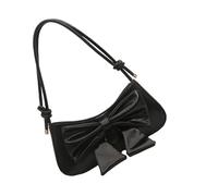 alloneslife Sac à bandoulière réglable en cuir synthétique avec nœud papillon pour femme, sac à main, petit sac à bandoulière, Noir , One Size