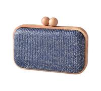 alloneslife Sac à main de soirée, sac à main d'été, sac à bandoulière, sac à bandoulière tissé, sac à main en paille pour femme, bleu