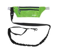 alloneslife Sac banane de sport multifonction pour promener le chien + longue laisse pour course à pied, jogging, sac banane multifonction (vert)