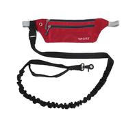alloneslife Sac banane de sport multifonction pour promener le chien + longue laisse pour course à pied, jogging, sac banane multifonction (rouge)