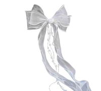 alloneslife Serre-tête avec nœud papillon pour concours de beauté, bal de fin d'année, mariage (pince à cheveux blanche)