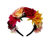 alloneslife Serre-tête avec roses colorées pour festival de musique, couronne de fleurs artificielles, accessoire de déguisement de mariée (3)