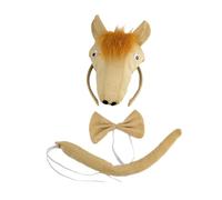 alloneslife Serre-tête d'oreille, serre-tête, 3 pièces en forme de cheval en peluche en forme de cerceau, queue et nœud papillon pour carnaval, fête, jeu de rôle, bandeau/nœud papillon (cheval marron