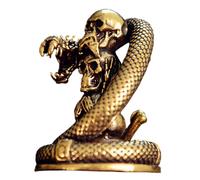 alloneslife Statue de Table en Laiton avec tête de Serpent enroulée, 3, 1 cm, Accent de Bureau Compact avec écailles sculptées pour étagère et vitrine, Sculpture Animale, décoration