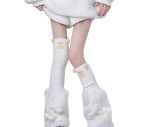 alloneslife Subcultures Jambières en peluche squelette pour femme avec couvre-bottes pelucheuses avec velours, Peluche blanche., XL-5XL