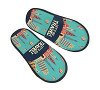Allons-Y Modèle De Voyage Pantoufles Moelleuses Hiver Pantoufles Antidérapants Slippers Pour Extérieur Intérieur Unisex L