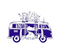Allons-y Surf Van Voiture Véhicule Sticker Mural Chambre Enfants Salle De Jeux Surf Été Plage Van Auto Voiture Sticker Mural Chambre Vinyle-S-32x45cm-Dark Blue