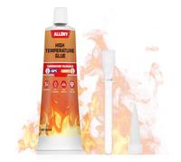 Allony 100ml Colle Refractaire, Silicone Haute Temperature, Colle Haute Temperature, Adhésif Résistant à la Chaleur Jusqu'à 1000°C, Adapté au Poele a Bois, Cheminée, Fours, etc