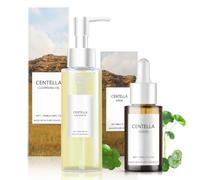 Allony 2 Pièces Centella Skincare Coreen Kit, 100ml Cleansing Oil+30ml Serum Centella, Huile Nettoyante Visage, Centella Oil Cleanser, Nettoyage en Profondeur, Apaisement des Peaux Sensibles