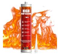 ALLONY Colle Haute Temperature, 300ML, Silicone Noir, Mastic Réfractaire, Colle Réfractaire Ignifuge pour Fixation et Réparation Cheminées, Poêles, Boucliers Thermiques, Fours