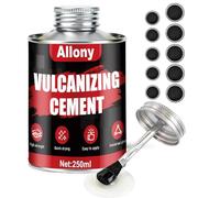 ALLONY Colle Rustine, 250ML Colle Vulcanisante Pneu, Colle Pneu Voiture, Comprend des Ecussons, Adhérence Rapide Durable, Réparation pour Chambres Air de Vélo, Pneus de Voiture et Valves en Caoutchouc