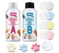 Allony Fabrique a Squishy Kit, Squishy Patte de Chat Anti Stress, Comprend 100 ML Silicone Liquide pour Moulage, 1 Patte de Chat Moule Silicone, 4 Couleurs Flocage, Cadeau de Décompression DIY