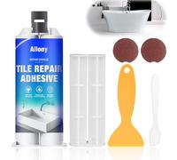 Allony Kit Reparation Carrelage, Kit Réparation Receveur de Douche Résine, Kit Réparation Baignoire Acrylique pour Réparer Les Rayures, Les Trous, Les Fissures