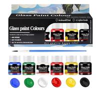 Allony Peinture sur Verre, Peinture Vitrail, peinture sur Verre Sans Cuisson pure et Lumineuse, Pâte Délicate, Idéale pour Peindre des Tasses, des Vases et des Verres - 6 x 25 ml