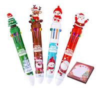 Allony Stylo à Bille de Noël, Stylo de Noel, Stylo Noel, 10 in 1 Stylo Rigolo e Notes Autocollantes, Convient pour Noël et un Usage Quotidien, c'Est Également pour les Autr - 4 Pièces