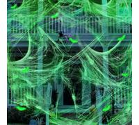 Allony Toile D'araignée, Toile D'araignée Décorative Halloween, Toile D'araignée Lumineuse, Toile D'araignée Extensible, Fausse Araignée, Autocollants Muraux 3D Chauve-Souris, Décorez Votre Halloween