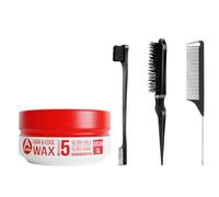 Allored Ensemble de cire pour cheveux et bords à l'huile d'argan | Ensemble de tresses avec brosse à cheveux lisse