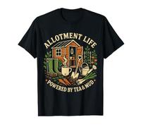 Allotment Life Powered by Tea and Mud Funny Gardener Design T-Shirt Graphique avec Valeur