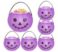Alloween Bucket Lot de 6 pieces Pumpkin Basket, Halloween Pumpkin Bucket, Trick or Treat Buckets Decorative Storage Jars for Kids Events Gathering Night Time Neighborhood School Daycare Centers Fall