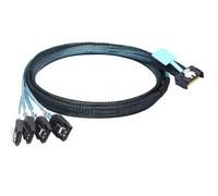 Allowish Câble d'extension Mini SAS mcio STR pci-e 5,0 sff-8654 pci-e Slimline SAS 4i 38pin mâle vers 4X sata Femelle (1m)