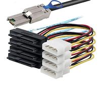 Allowish Mini SAS HD SFF-8088 26P to 4 Ports SAS SFF-8482 Server Adapter Cable with Power (2m,Black)