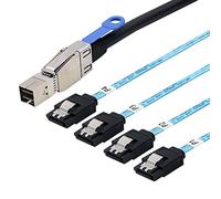 Allowish Mini SAS HD SFF-8644 with IC to 4 Ports SATA 7P Straight Server Hard Drive Cable (1m,Black)