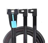 Allowish PCI-E 5.0 MCIO 8X 74Pin to 2X 36Pin Mini SAS SFF-8087 Left Angle Extension Data and Cord Cable (1m)
