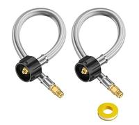 Alloxity Lot de 2 tuyaux de rechange pour réservoir de propane de 38,1 cm, queue de cochon de propane pour régulateur de propane de véhicule récréatif, tuyau tressé en acier inoxydable, QCCI vers