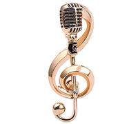 Alloy Gold Color Microphone Music Note Broches Enamel Pin For Women Men Singer Party Concert Accessories Cadeau du Nouvel An