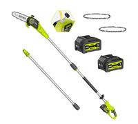 Alloyman 20V MAX Élagueur sur perche sans fil, élagueuse électrique avec tube d’extension, 2 batteries 20V 4,0 Ah et chargeur, lame de 20 cm, 4KG, vitesse de chaîne 5,5 m/s, lubrification automatique