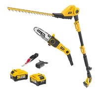 Alloyman 20V Max Taille-haie télescopique sans Fil 2-en-1 et élagueuse sur Perche, avec 2 Batteries de 4,0 Ah et Chargeur, scie télescopique de 2,4 m pour la Taille des Haies et des arbustes
