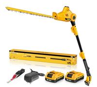 Alloyman Taille-haie sans fil 20 V, 40,6 cm à double lame étendue avec 2 batteries 2,0 Ah et chargeur, 8 pieds télescopiques pour élagage des arbustes