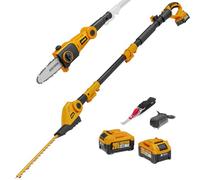 Alloyman Taille-haie télescopique 2 en 1 avec batterie 7,4 W et élagueuse sans fil