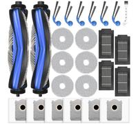 Alloytool 25 Pièces pour Robot Ecovacs DeebotT30C/T30C Omni/T30C Omni Gen2 | 2 brosses principales, 6 sacs à poussière, 4 filtres, 6 lingettes, 6 brosses latérales, 1 brosse de