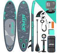 ALLPICK Paddle Gonflable, Kit de Padelsurf de Stand Up Paddle Sup Gonflable de 320 cm, avec Support Universel pour Caméra, Pagaie réglable, Débutants et confirmés, 200 kg, Grau Türkis