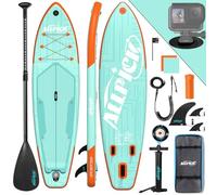 ALLPICK Paddle Gonflable, Kit de Padelsurf de Stand Up Paddle Sup Gonflable de 320 cm, avec Support Universel pour Caméra, Pagaie réglable, Débutants et confirmés, 200 kg (Frais - Turquoise)