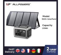 ALLPOWERS Centrale électrique portable R600, batterie LiFeP04 299 Wh avec 2 prises CA 600 W (surtension 200 W) pour camping en plein air RV maison noir